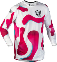 Fly Racing Lite Vibe motokroso marškinėliai - balta/rožinė/mėlyna