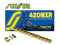 SUNSTAR pavaros grandinė 420MXR-130G 420NZ3 MOTOCROSS 150 CCM auksinė 22,2KN atvira + sujungimo spynelė
