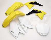 UFO plastikų komplektas SUZUKI RMZ 450 '11-'12 OEM geltonas/baltas/juodas SU412E999